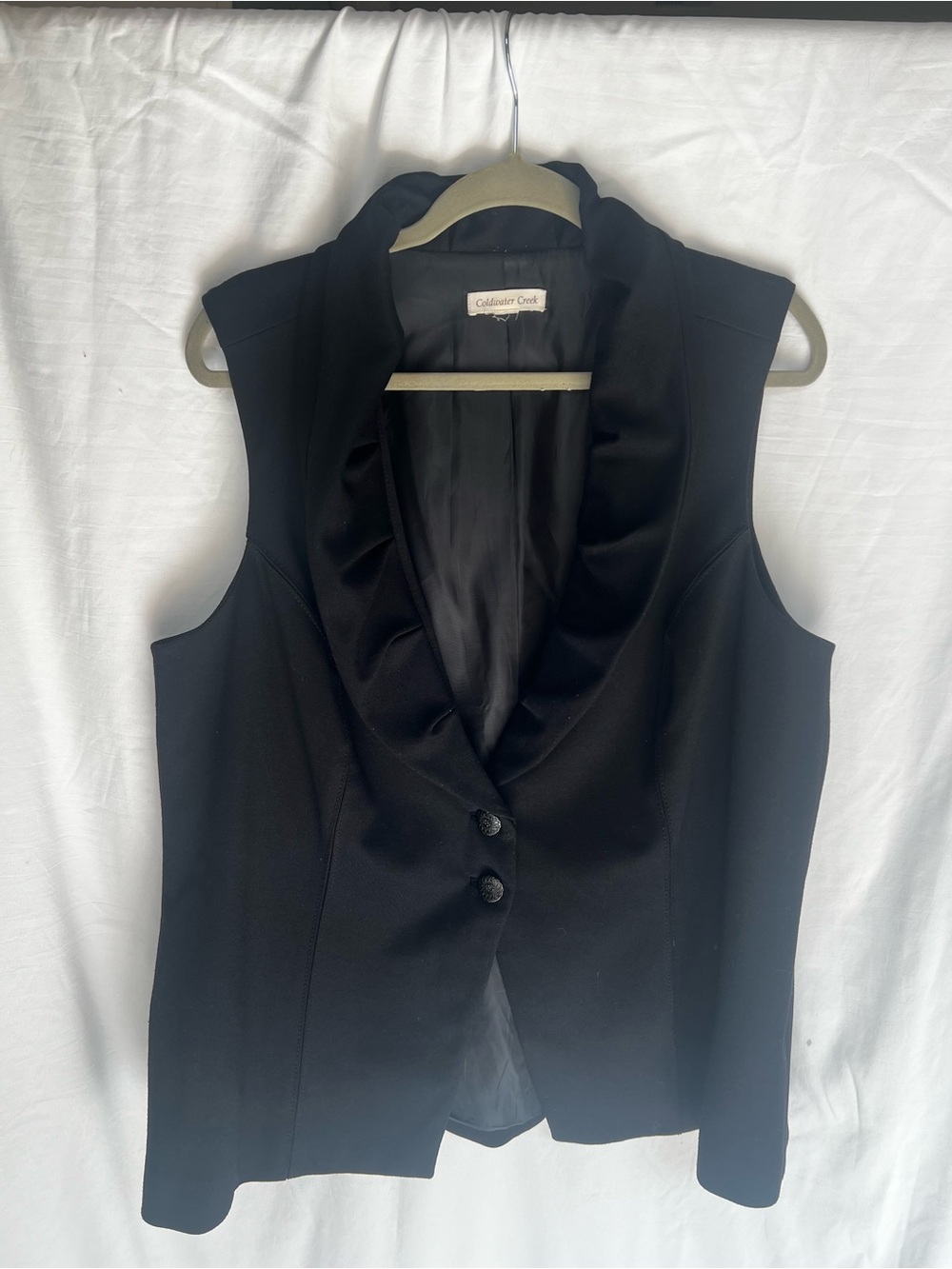 Coldwater Creek Black Satin-Lapel Sleeveless Vest